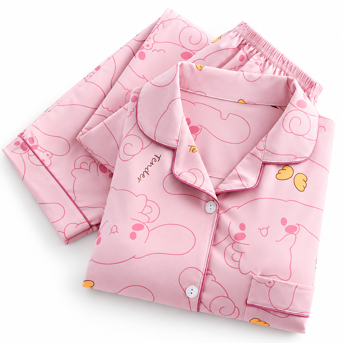 Pink Cozy Cartoon Pajama Set