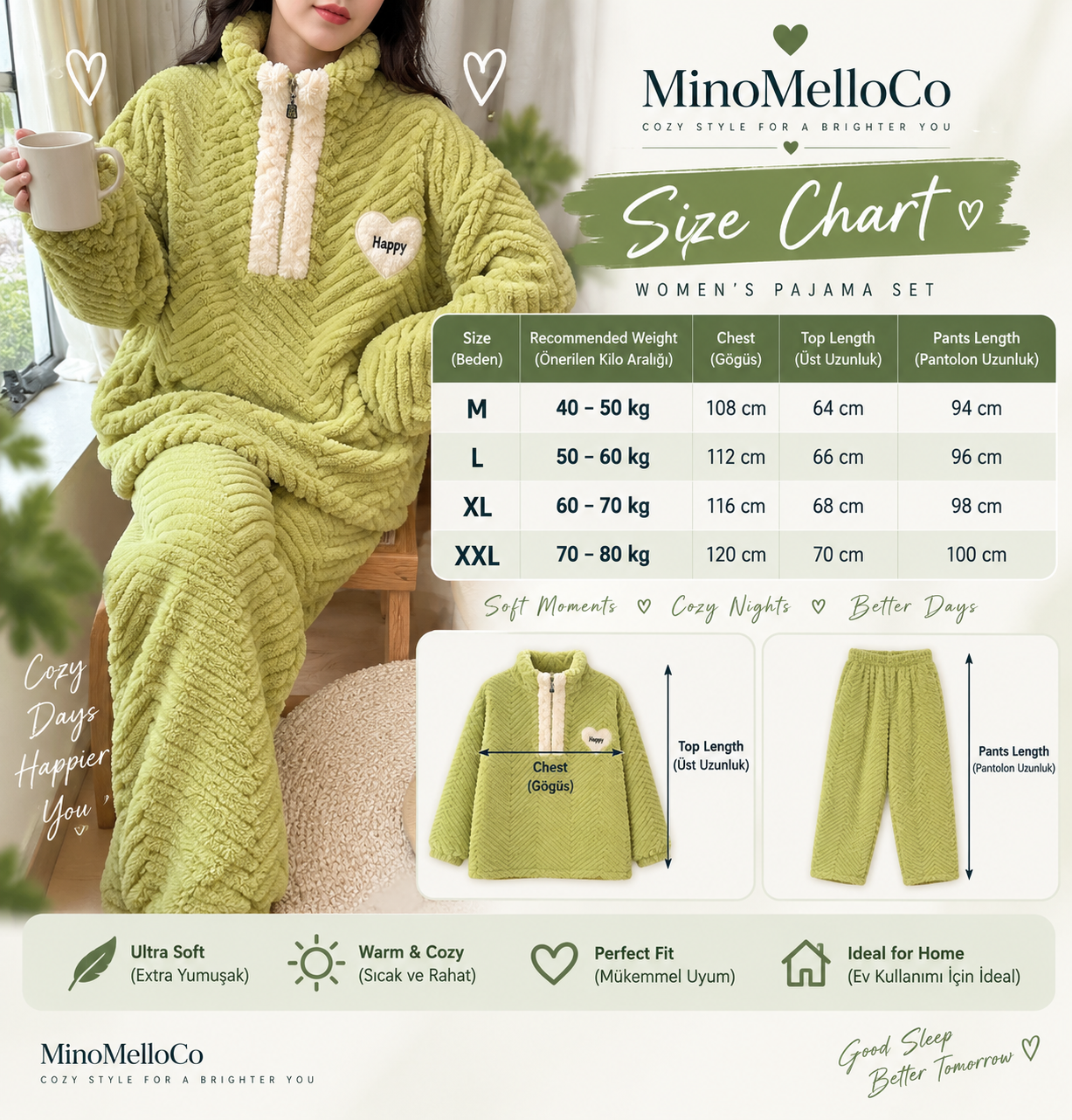 💚 Cozy Green Plush Pajama Set ✨