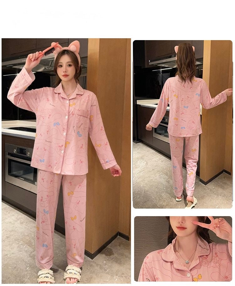 Pink Cozy Cartoon Pajama Set